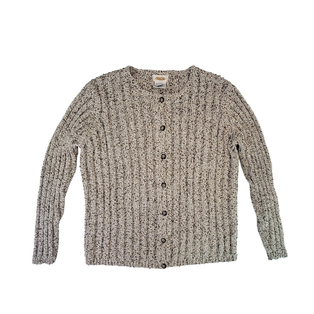 Talbots Womens‎ Knit Cardigan Sweater Speckled Texture Button Front Medium